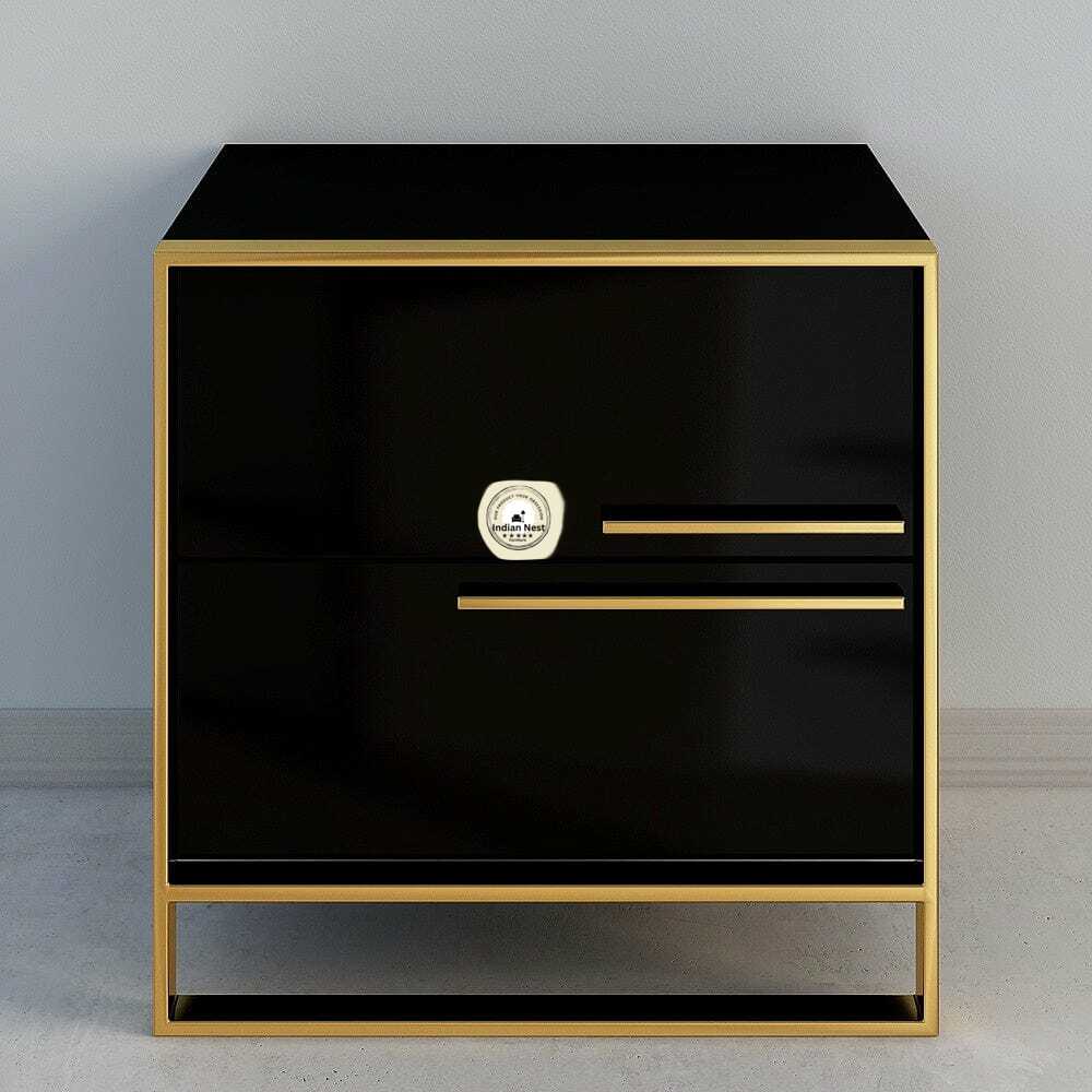 Amazing Black Bed side Table with Golden Leg
