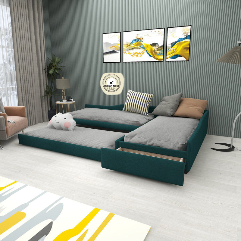 Aspen L- Shaped Suede Daybed With Trundle