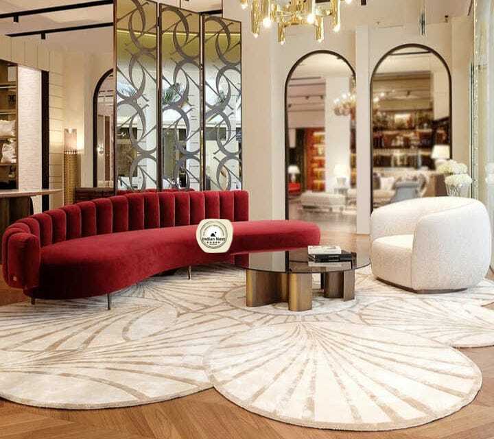 Aahed Long Maroon Curve Sofa