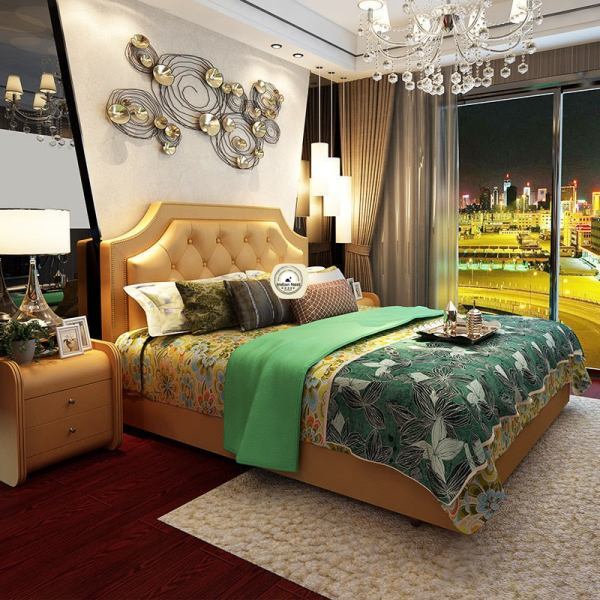 Classic tufted leatherette bed