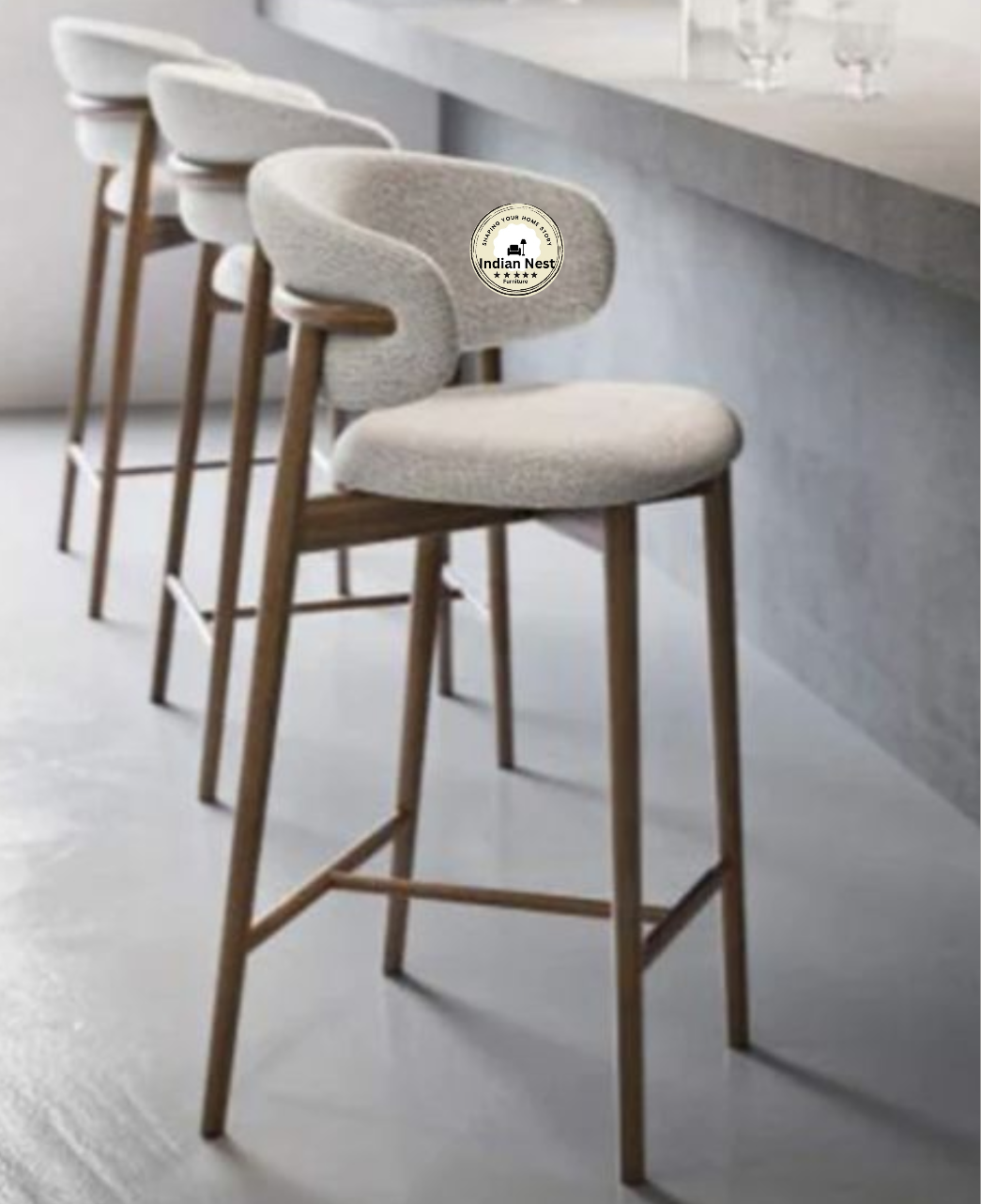 Wooden Upholstred bar chair