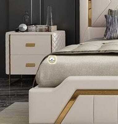 Aahed Stylish Upholstered Leatherette Bed With Foam-Filled Soft Headboard