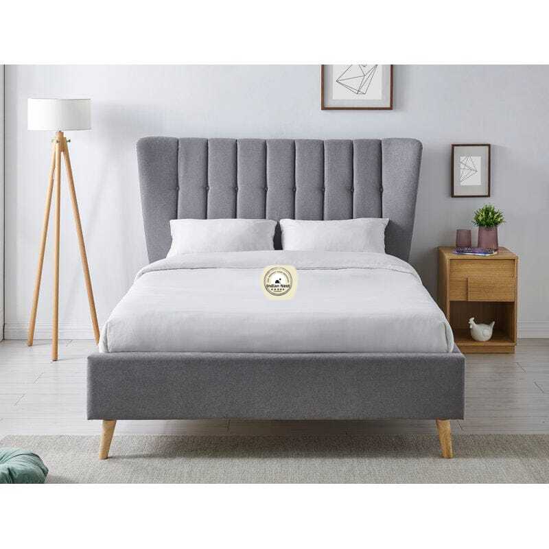 Glossy Grey King Style Bed