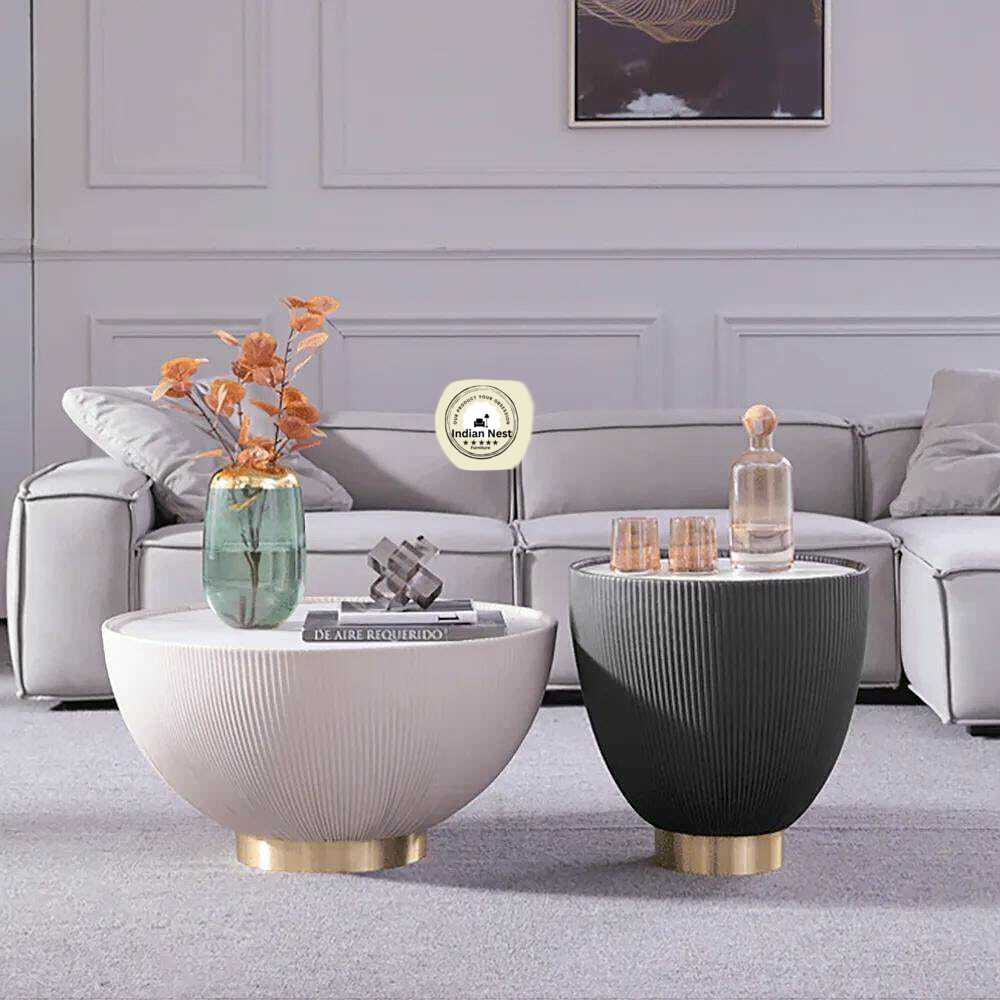Center Cum Coffee Table In Black & White