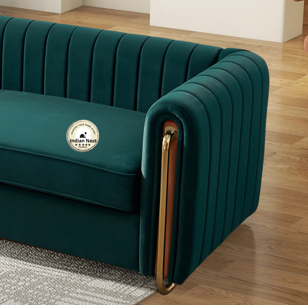 Ocean green vertical tufting sofa