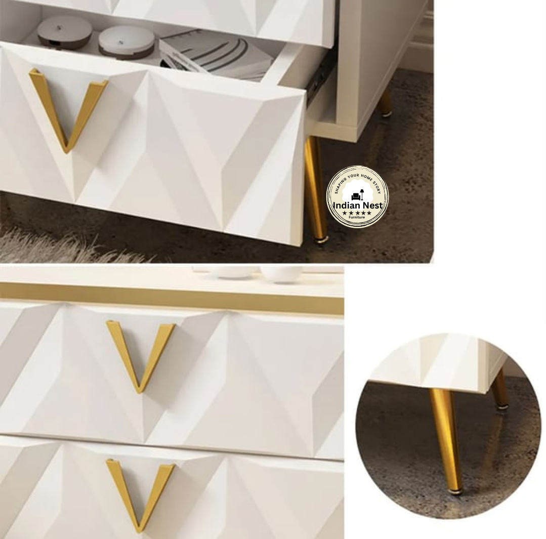 Aahed V-design bedside table with two drawer