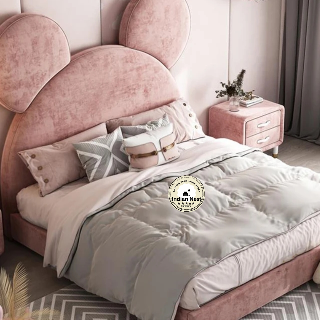 Pink Upholstered Bed For Kids