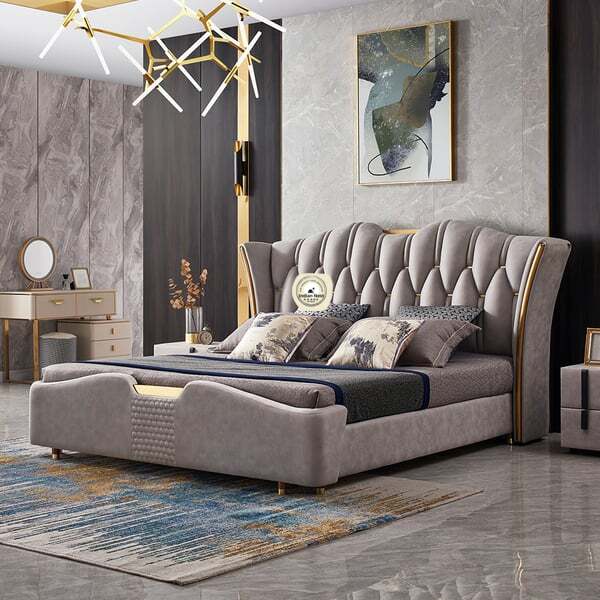 Helsinki tuffted bed with wingback headboard