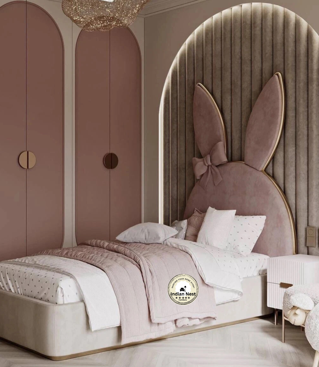 Princess Ribbon Kids Upholstered Bed