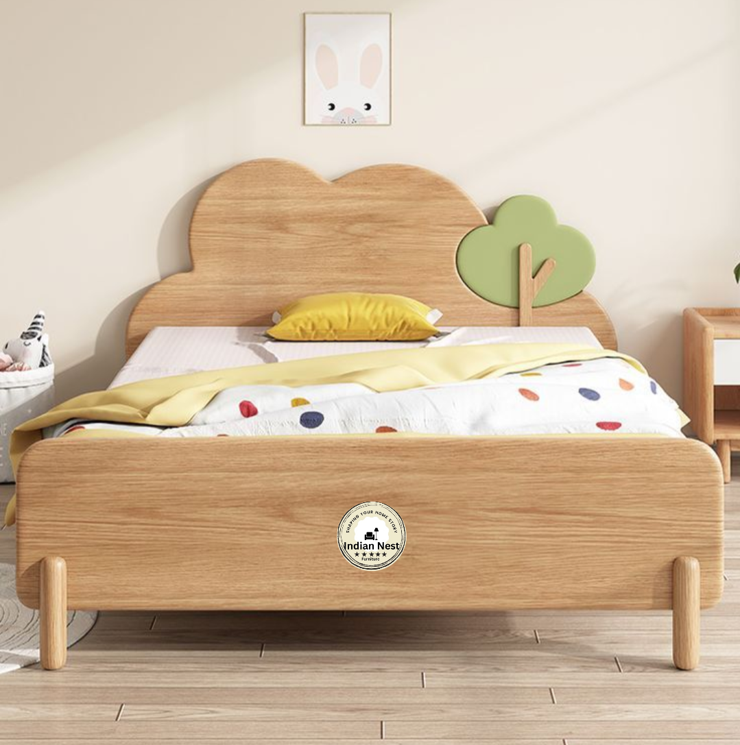 Cloudy Tree Wooden Kids Bed – Indian Nest - Main Image