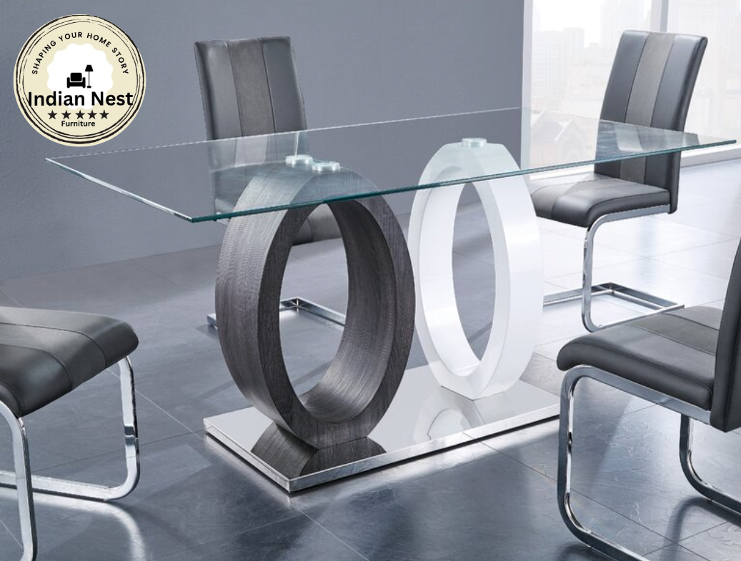 Aahed Glass Wooden Frame Dining Table
