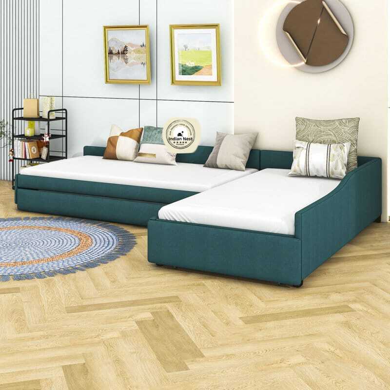 Aspen L- Shaped Suede Daybed With Trundle