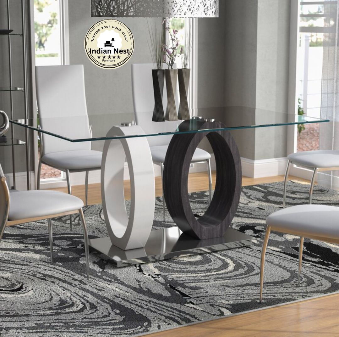 Aahed Glass Wooden Frame Dining Table