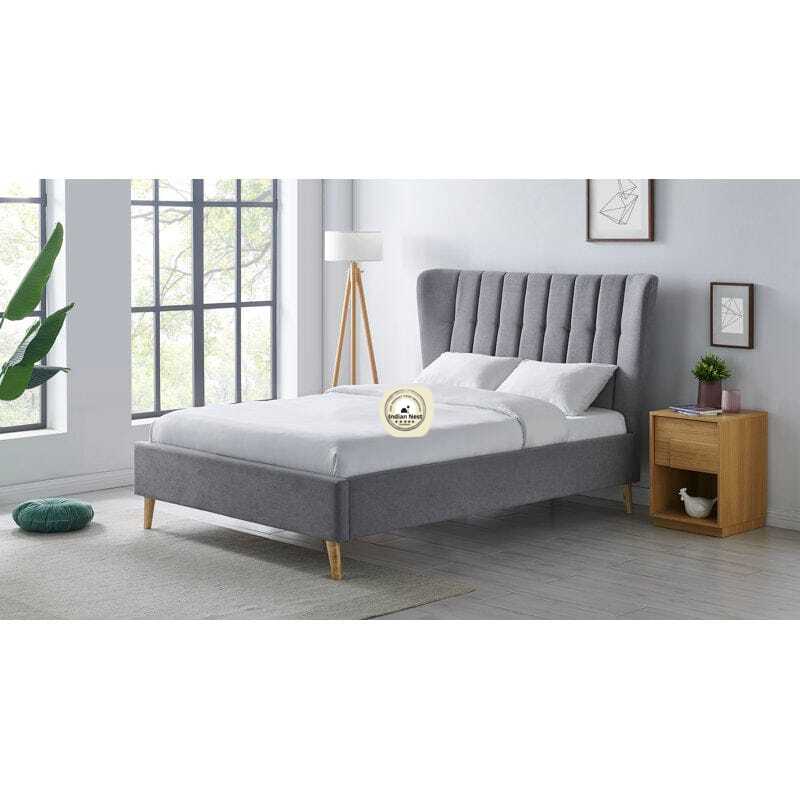 Glossy Grey King Style Bed