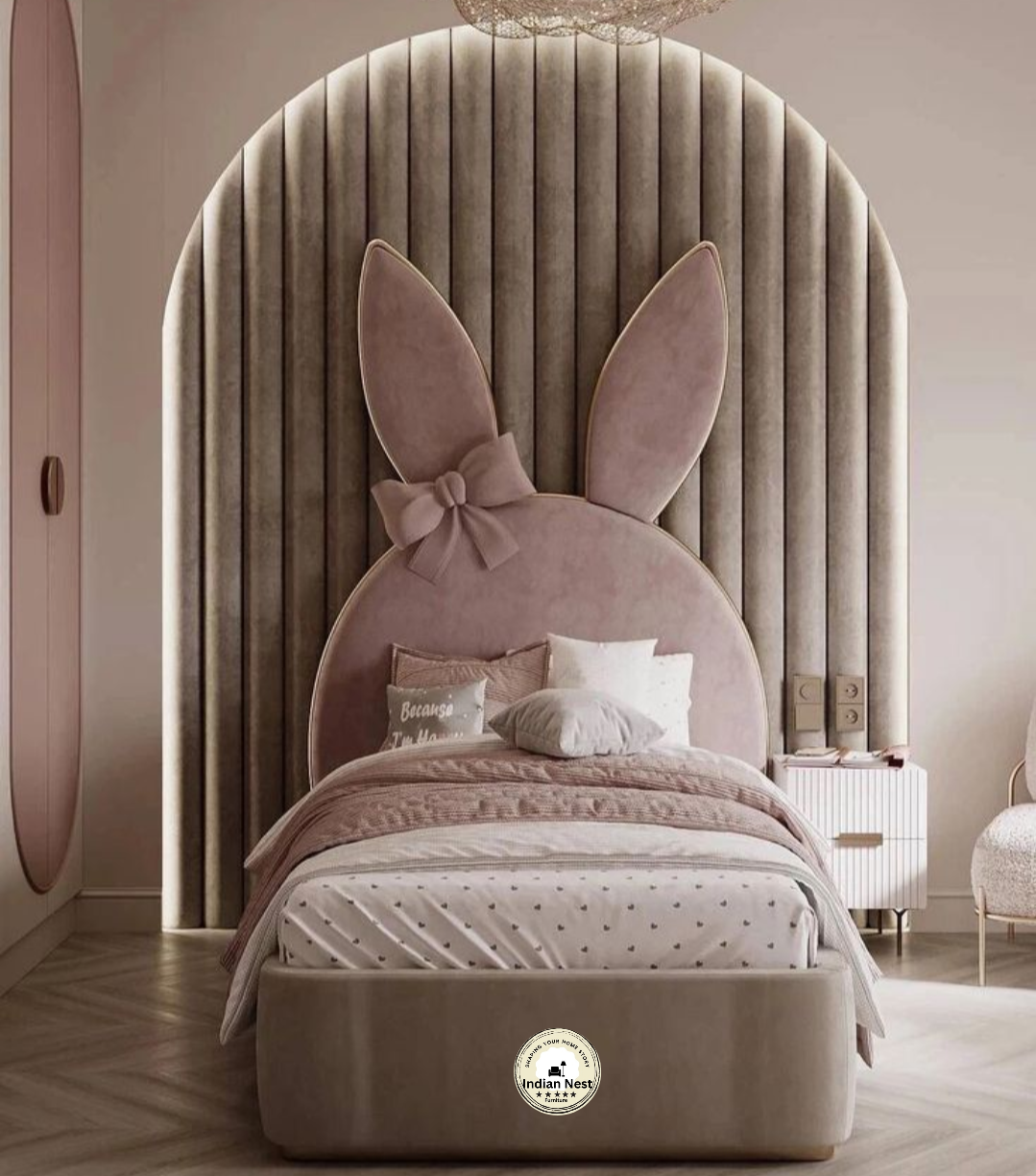 Princess Ribbon Kids Upholstered Bed - Main Image