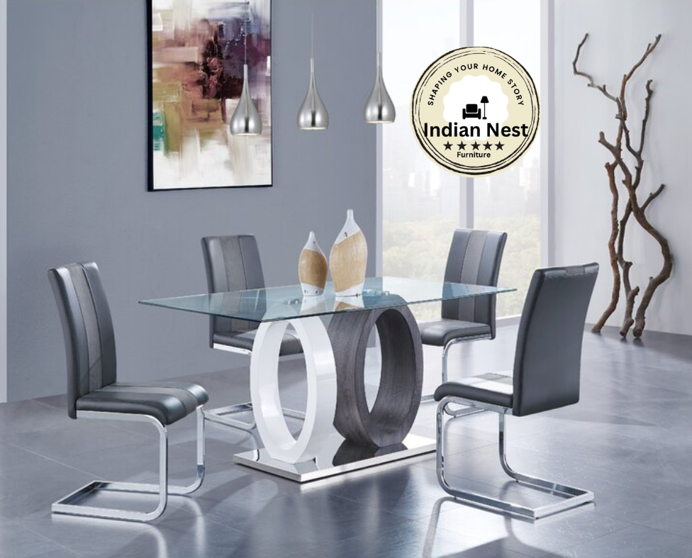 Aahed Glass Wooden Frame Dining Table