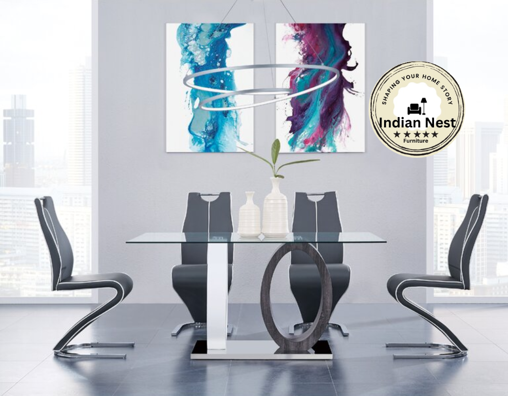 Aahed Glass Wooden Frame Dining Table