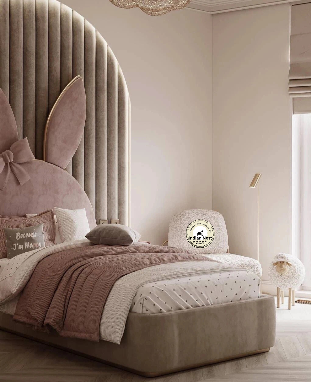 Princess Ribbon Kids Upholstered Bed