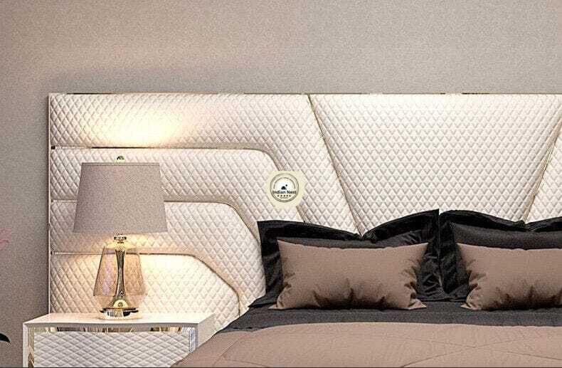 Beige Large Headboard With Night Stand