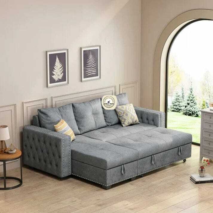 L Shape Sofa Cum Bed In Upholstered