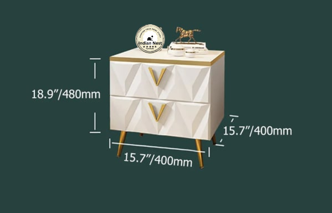 Aahed V-design bedside table with two drawer