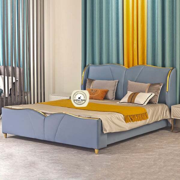 Leatherette Bed With Tufted Upholstered Headboard