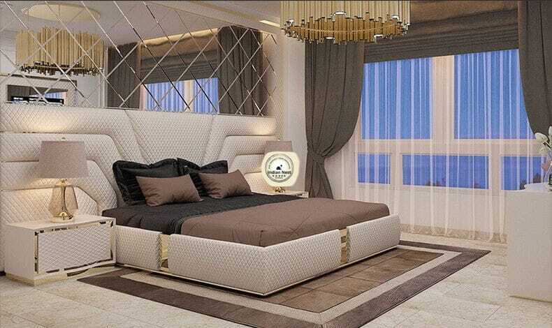 Beige Large Headboard With Night Stand