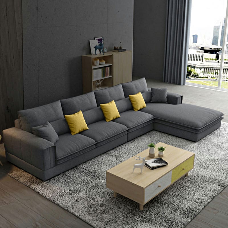 Nordic Modern Sofa Design L Shape Fabric Velvet - Main Image