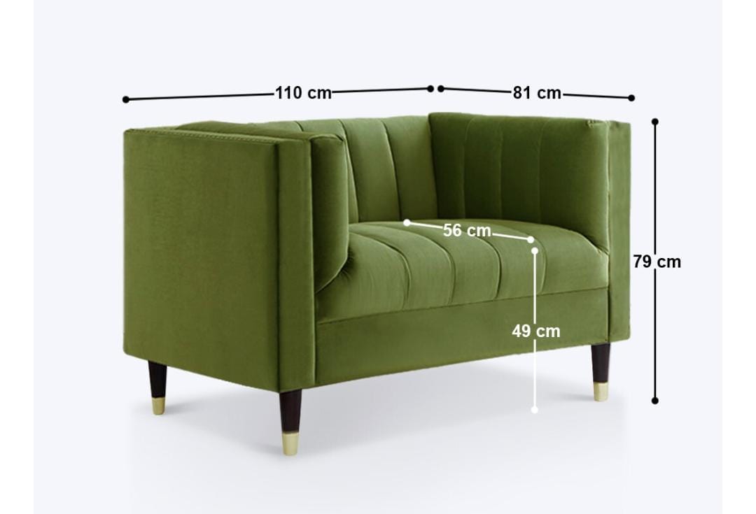 Olive Vertical Tufting 1 Seater Sofa