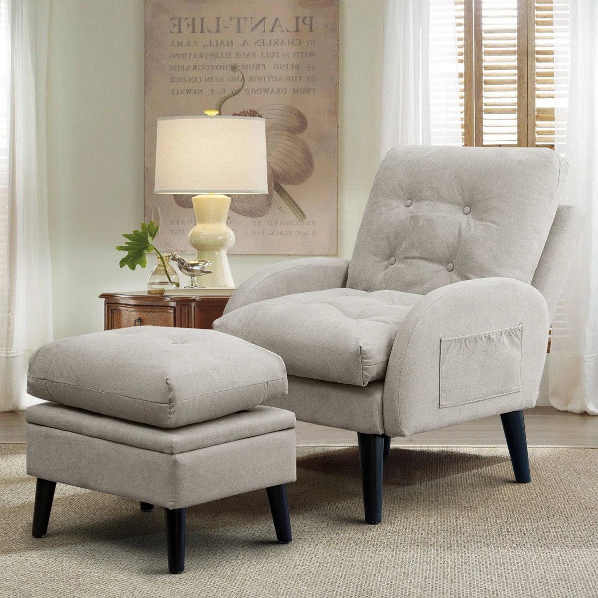 Katy Accent Chair With Foot Rest