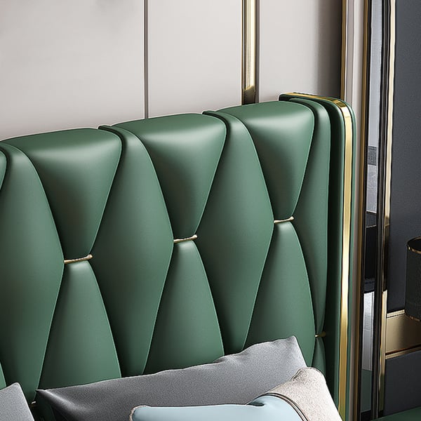 Roman Green Upholstered Tufting Bed