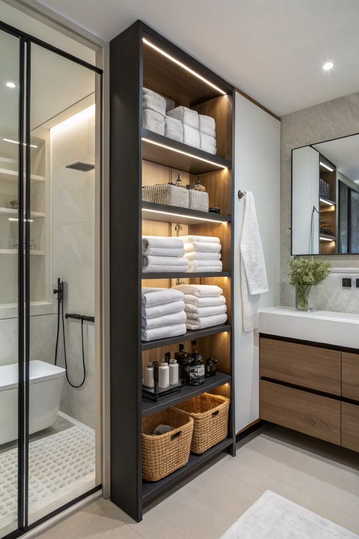 Premium Bathroom Utility Storage Cabinet With LED Light