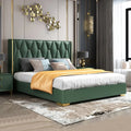 Roman Green Upholstered Tufting Bed