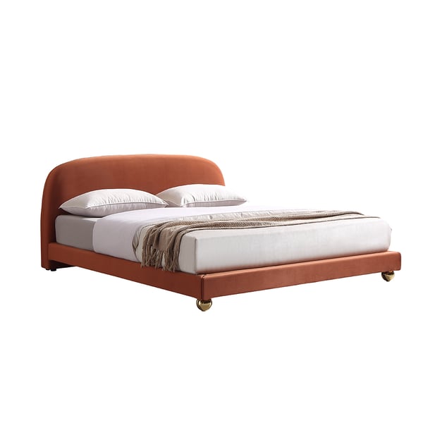 Glam Orange Bed In Rich Suede
