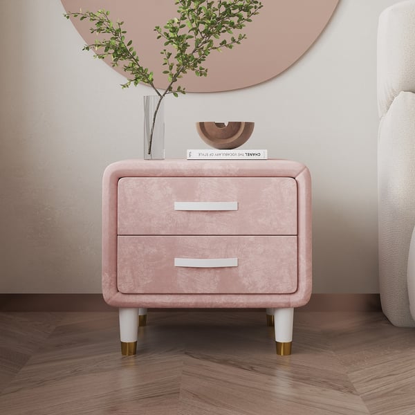 Pinkish bed side table with drawer