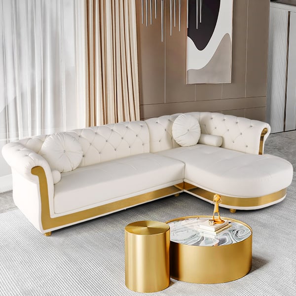 Italian Sazzy Sectional Sofa With Glam Golden