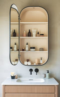 Custom Bathroom Mirror Cabinet with Open Storage