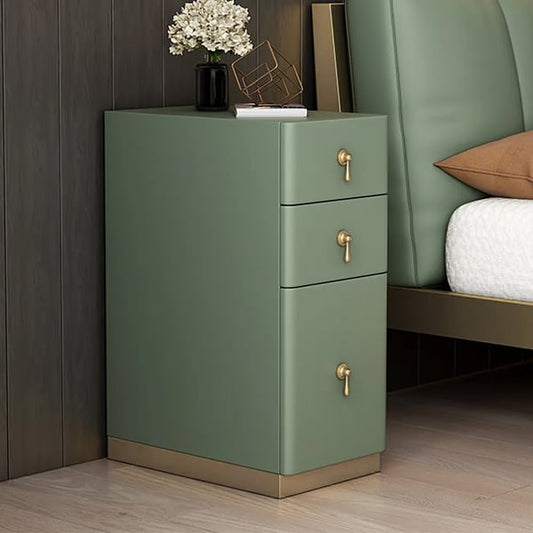 Rich light green bed side table with three drawer