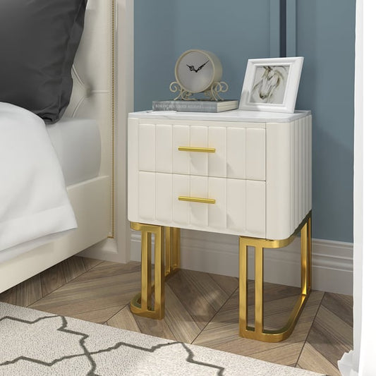Texo Glamorous Bed side Table with Golden Leg