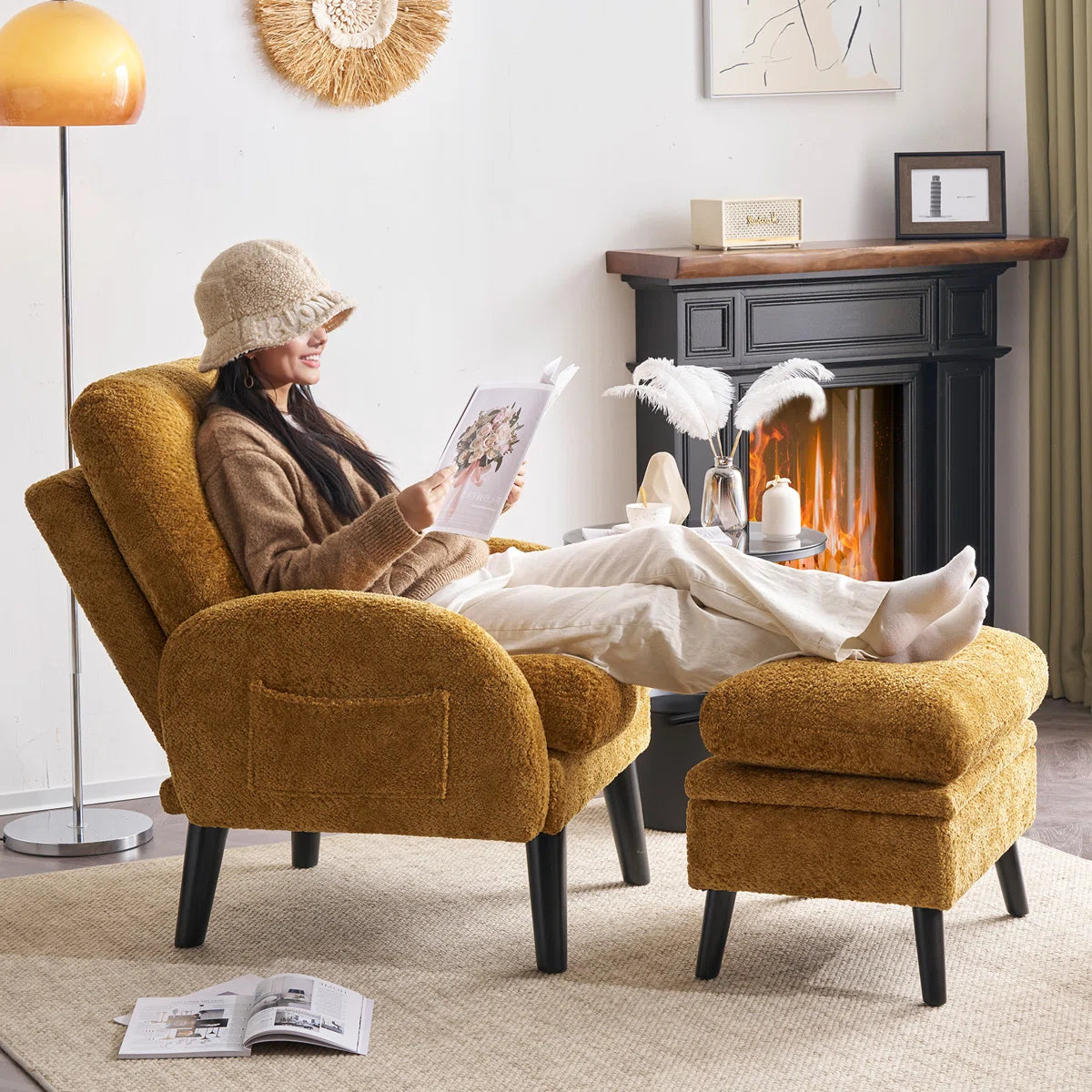 Katy Accent Chair With Foot Rest