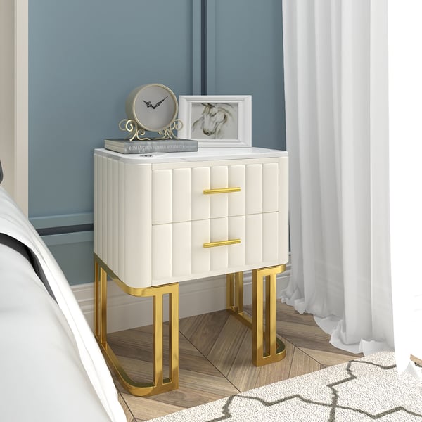 Texo Glamorous Bed side Table with Golden Leg