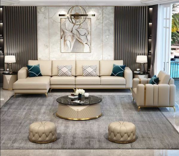 Luxury l deals shape sofa set