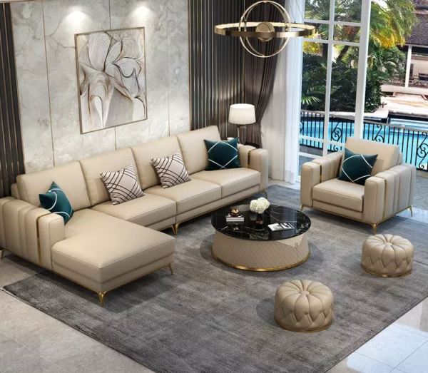 Richelle Elegant Luxurious Modern Sectional L-Shape Sofa