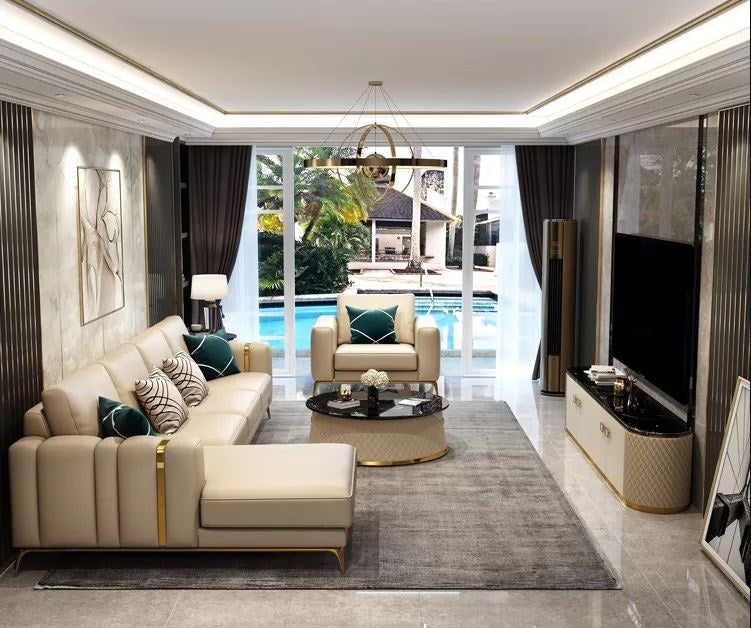 Richelle Elegant Luxurious Modern Sectional L-shape sofa