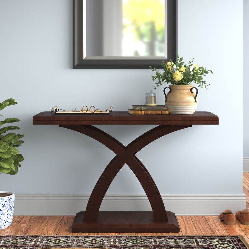 Walnut Polish Wooden Console Table