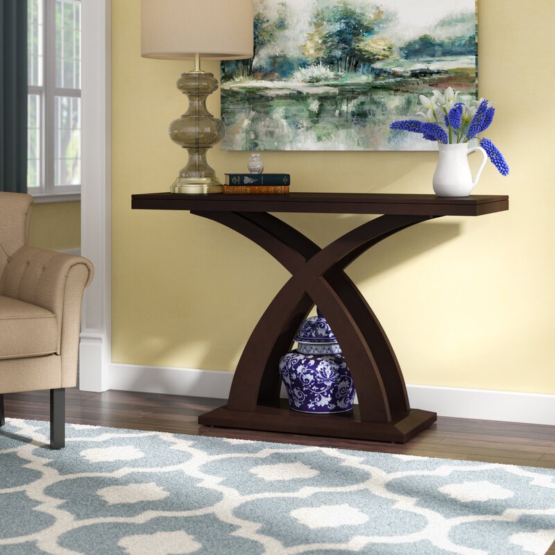 Walnut Polish Wooden Console Table
