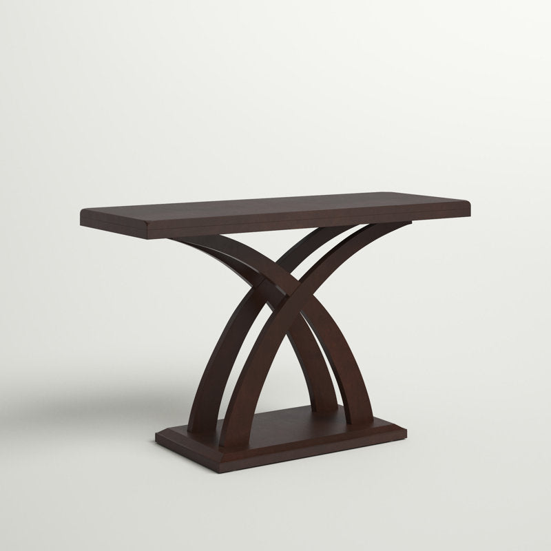 Walnut Polish Wooden Console Table