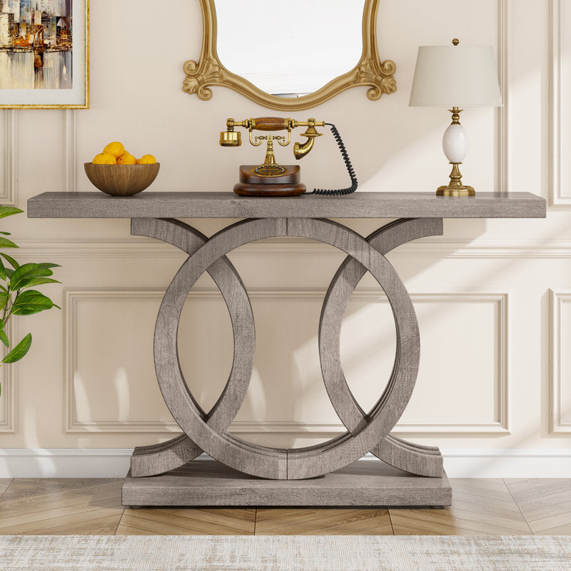 Cross Ring Wooden Console Table