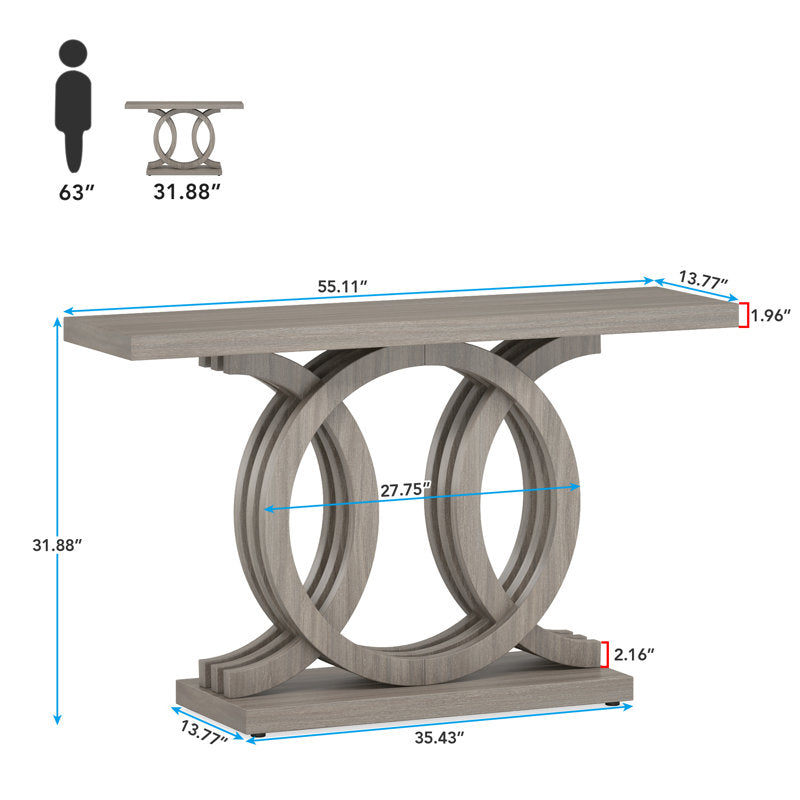 Cross Ring Wooden Console Table