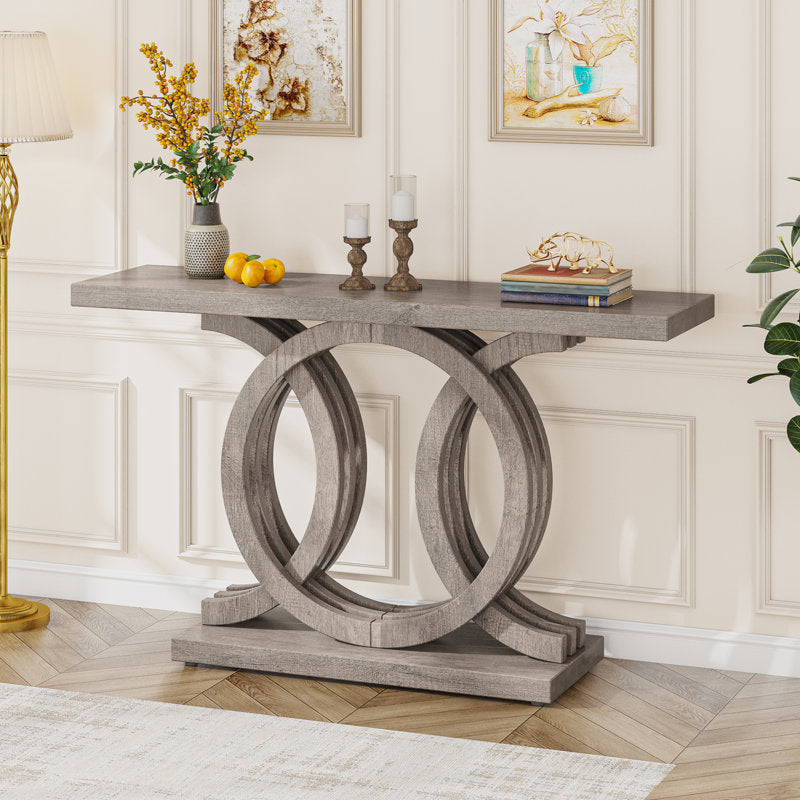 Cross Ring Wooden Console Table